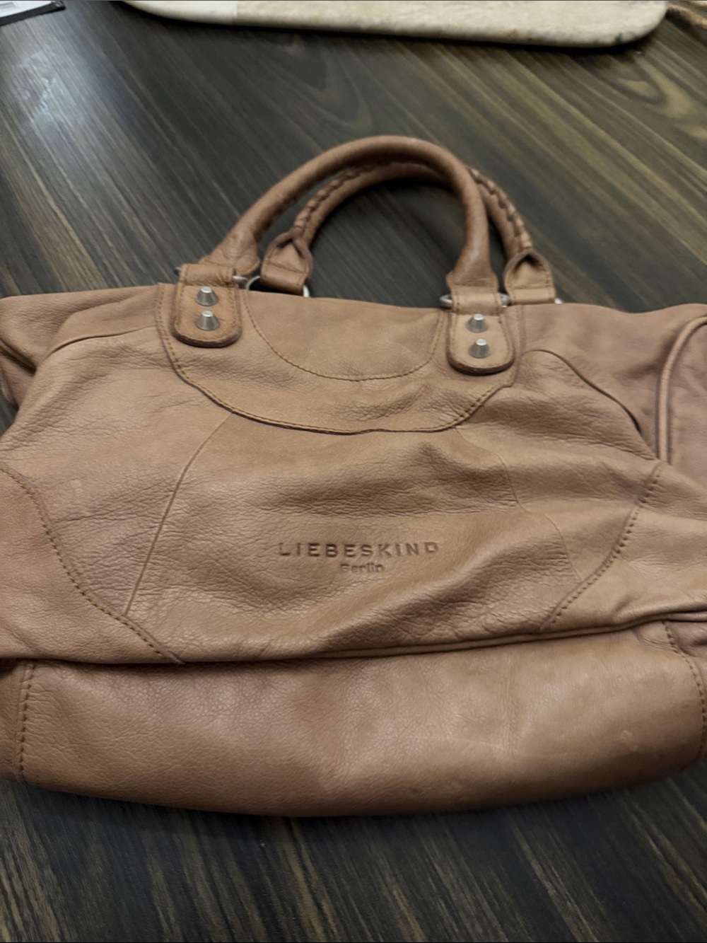 Liebeskind Brown Leather Duffel Bag with Braided Handles